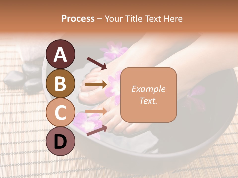 Woman Soaking Feet In Bowl Of Floral Scented Water In Spa PowerPoint Template