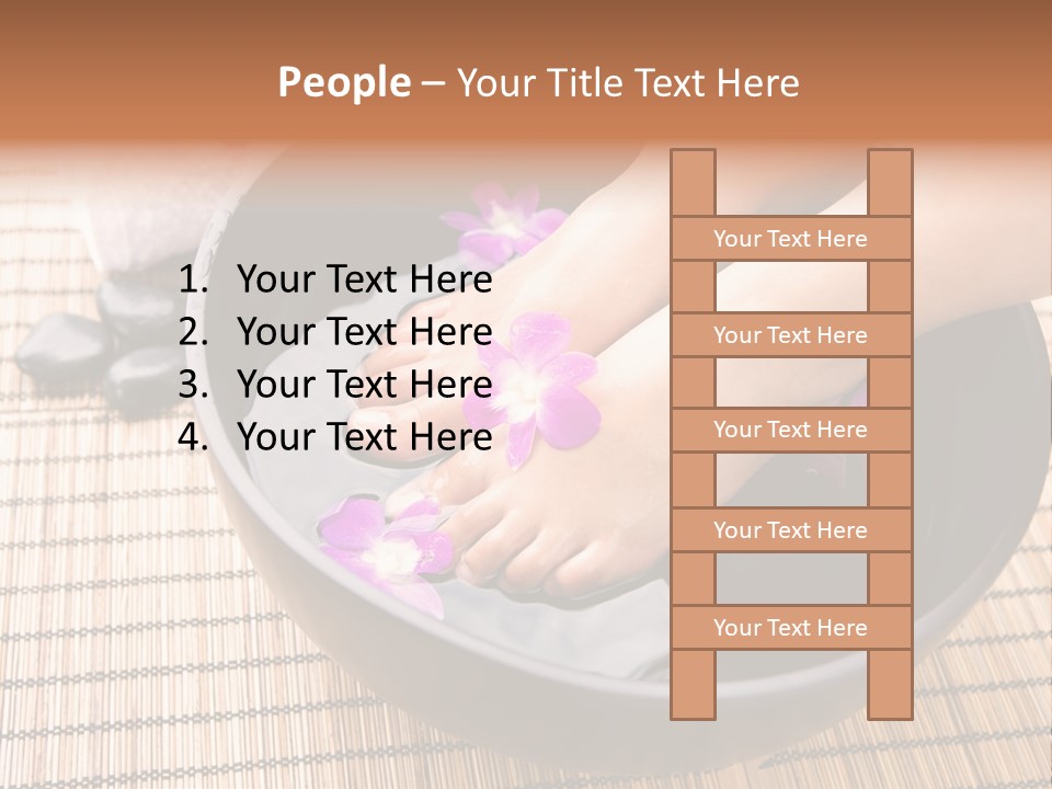 Woman Soaking Feet In Bowl Of Floral Scented Water In Spa PowerPoint Template