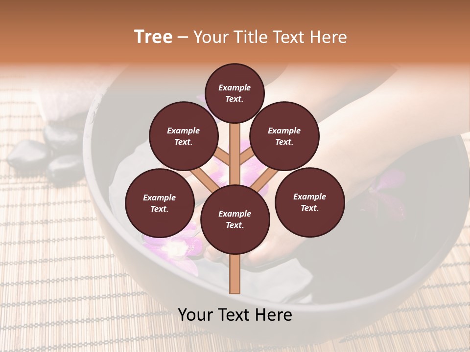 Woman Soaking Feet In Bowl Of Floral Scented Water In Spa PowerPoint Template