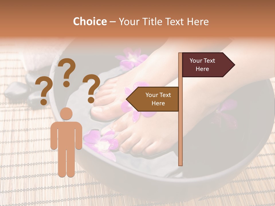 Woman Soaking Feet In Bowl Of Floral Scented Water In Spa PowerPoint Template