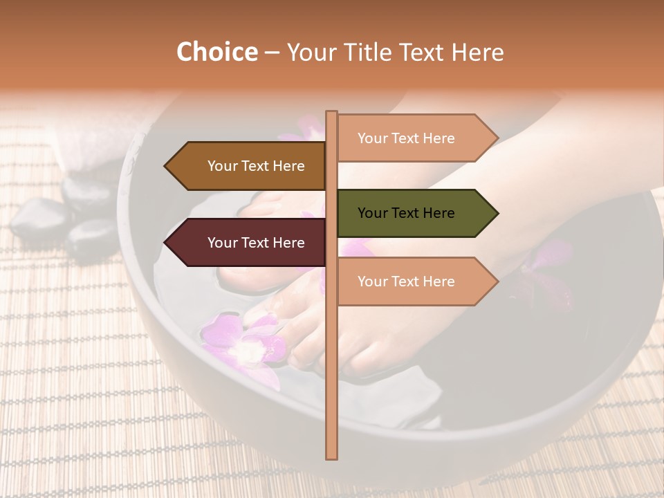 Woman Soaking Feet In Bowl Of Floral Scented Water In Spa PowerPoint Template