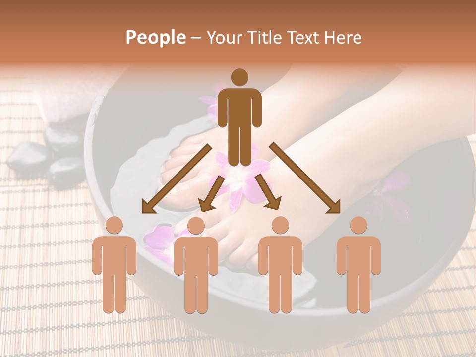 Woman Soaking Feet In Bowl Of Floral Scented Water In Spa PowerPoint Template