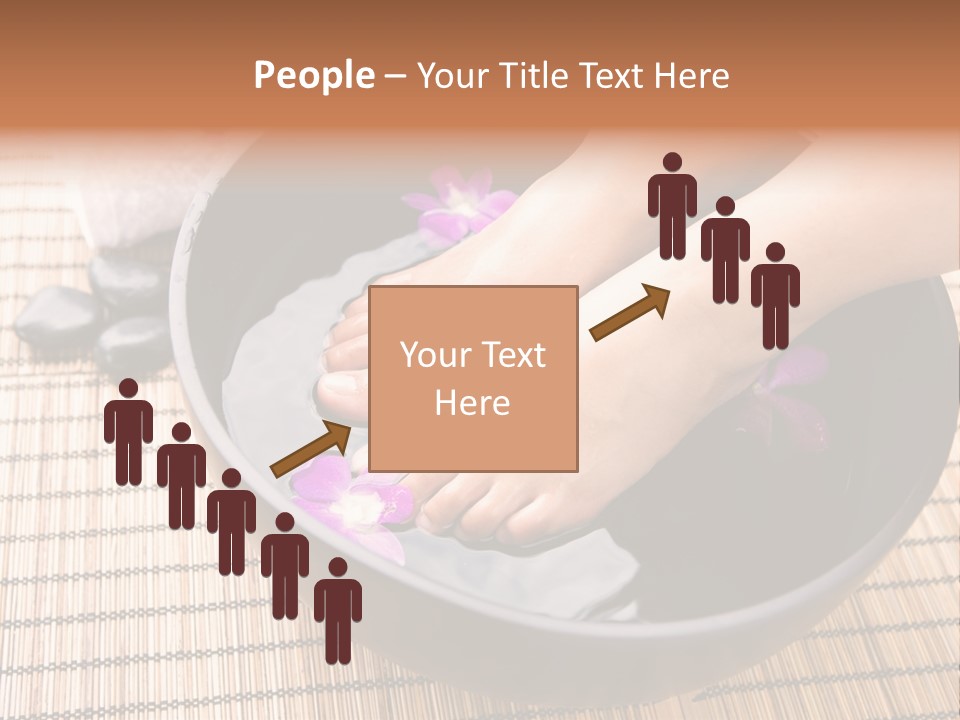 Woman Soaking Feet In Bowl Of Floral Scented Water In Spa PowerPoint Template