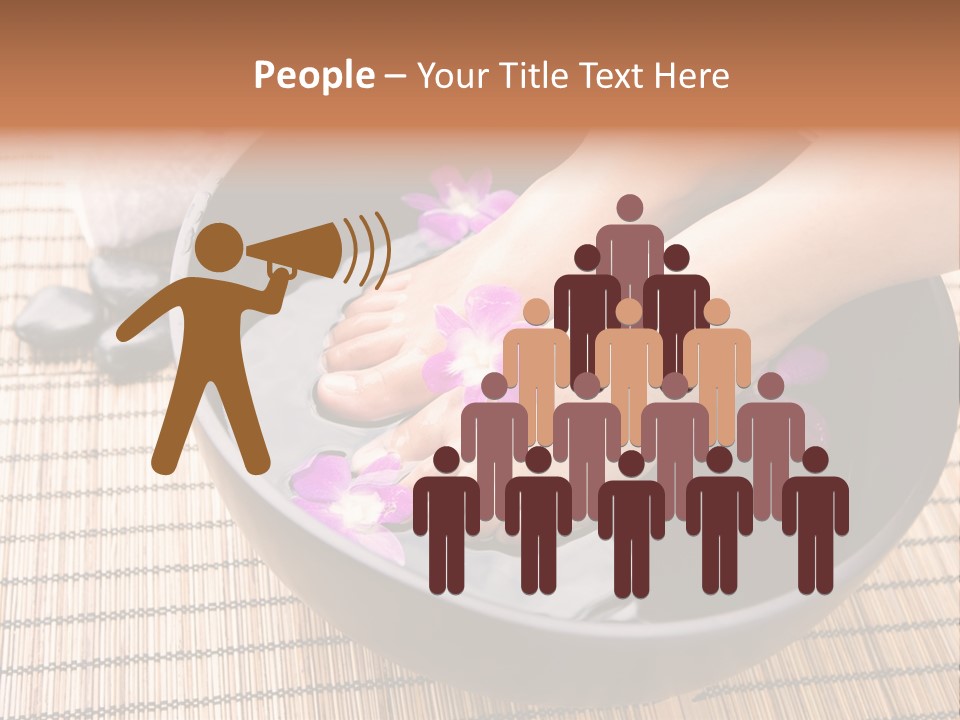 Woman Soaking Feet In Bowl Of Floral Scented Water In Spa PowerPoint Template