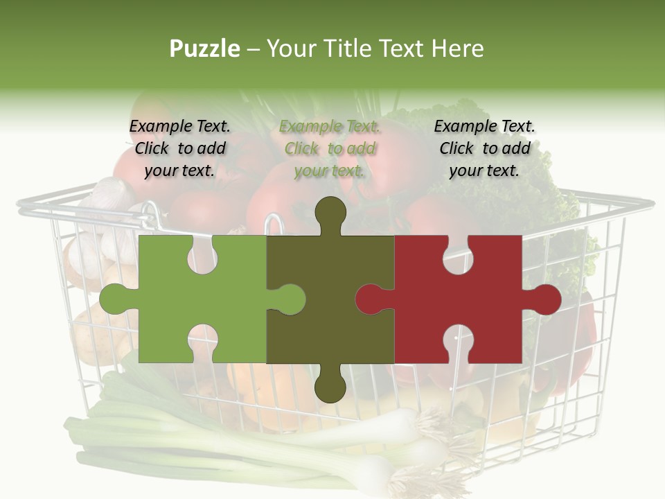 A Shopping Basket Full Of Fresh Colorful Vegetables Isolated On White Background. PowerPoint Template