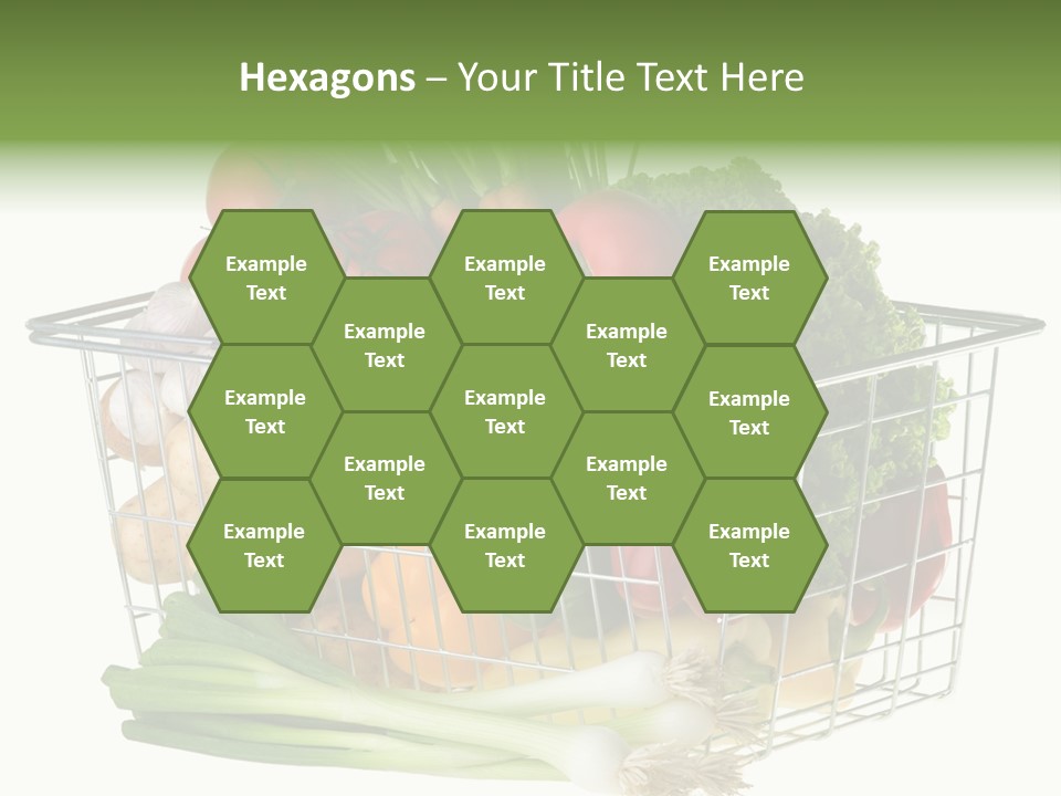 A Shopping Basket Full Of Fresh Colorful Vegetables Isolated On White Background. PowerPoint Template