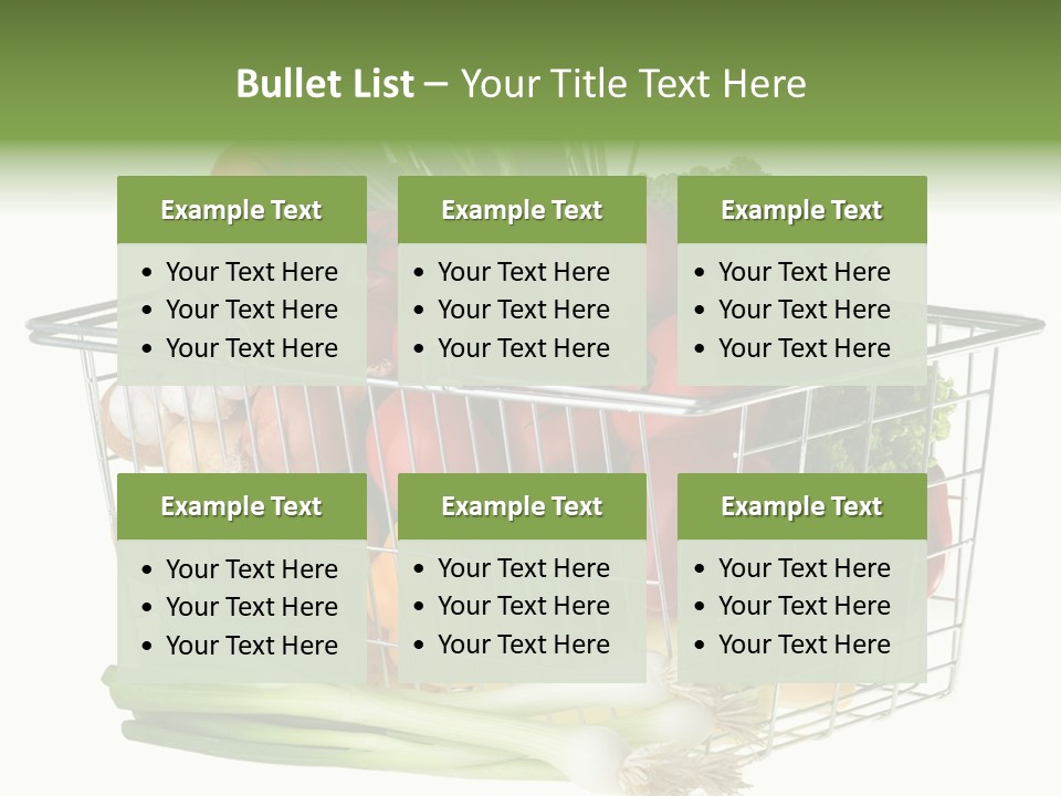 A Shopping Basket Full Of Fresh Colorful Vegetables Isolated On White Background. PowerPoint Template