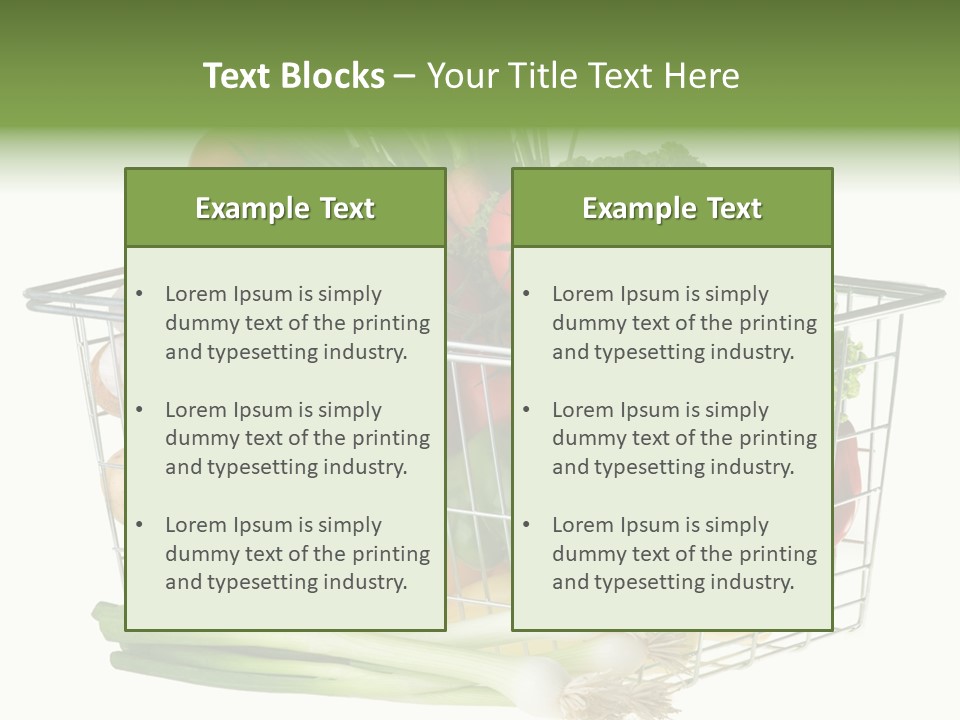 A Shopping Basket Full Of Fresh Colorful Vegetables Isolated On White Background. PowerPoint Template