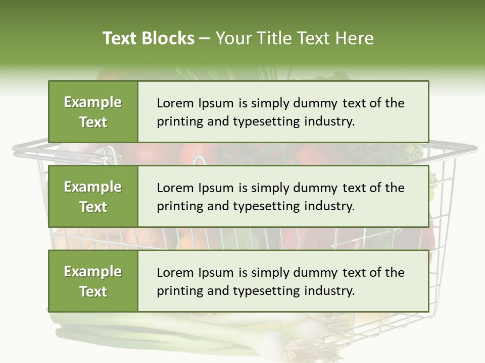 A Shopping Basket Full Of Fresh Colorful Vegetables Isolated On White Background. PowerPoint Template