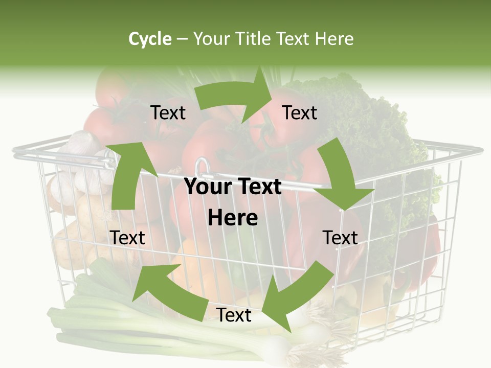 A Shopping Basket Full Of Fresh Colorful Vegetables Isolated On White Background. PowerPoint Template