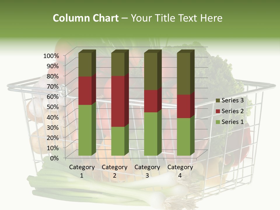 A Shopping Basket Full Of Fresh Colorful Vegetables Isolated On White Background. PowerPoint Template
