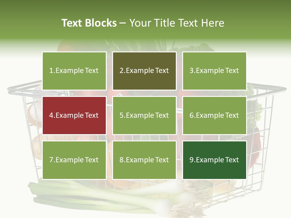 A Shopping Basket Full Of Fresh Colorful Vegetables Isolated On White Background. PowerPoint Template