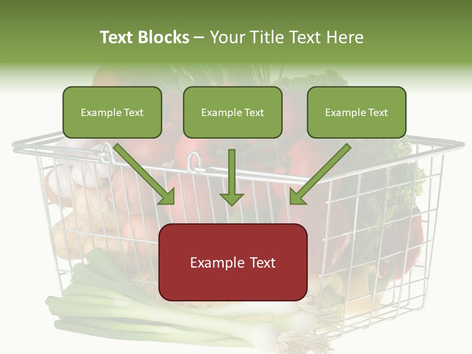 A Shopping Basket Full Of Fresh Colorful Vegetables Isolated On White Background. PowerPoint Template