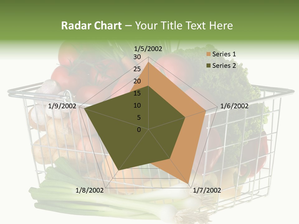 A Shopping Basket Full Of Fresh Colorful Vegetables Isolated On White Background. PowerPoint Template