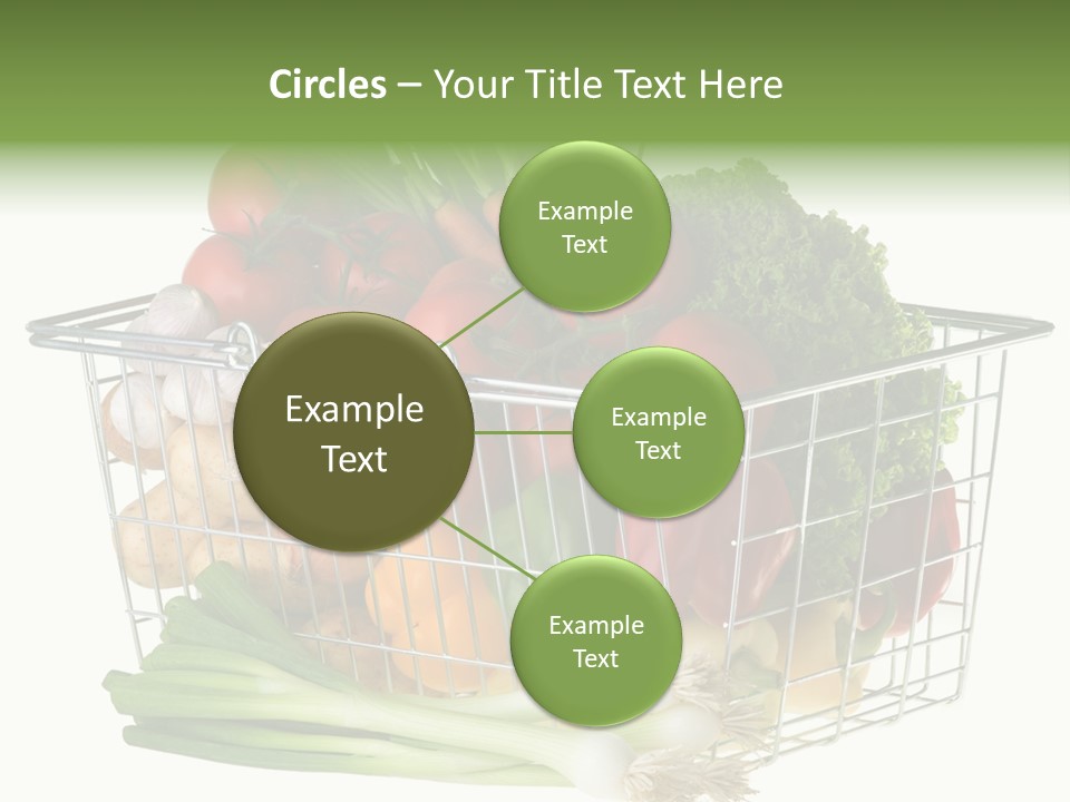 A Shopping Basket Full Of Fresh Colorful Vegetables Isolated On White Background. PowerPoint Template