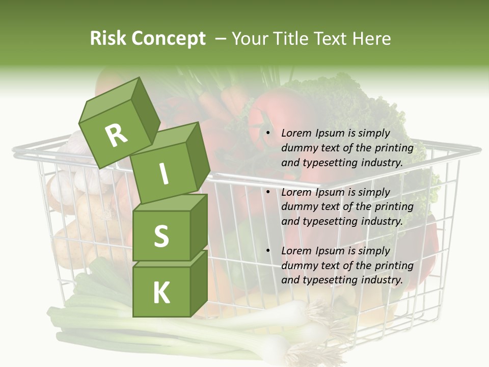 A Shopping Basket Full Of Fresh Colorful Vegetables Isolated On White Background. PowerPoint Template