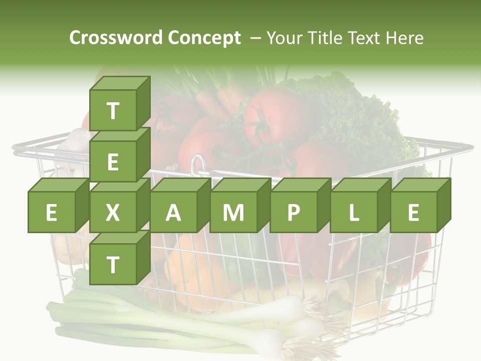 A Shopping Basket Full Of Fresh Colorful Vegetables Isolated On White Background. PowerPoint Template