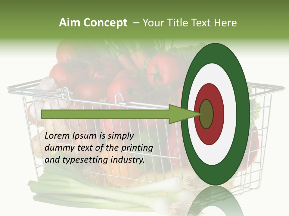 A Shopping Basket Full Of Fresh Colorful Vegetables Isolated On White Background. PowerPoint Template