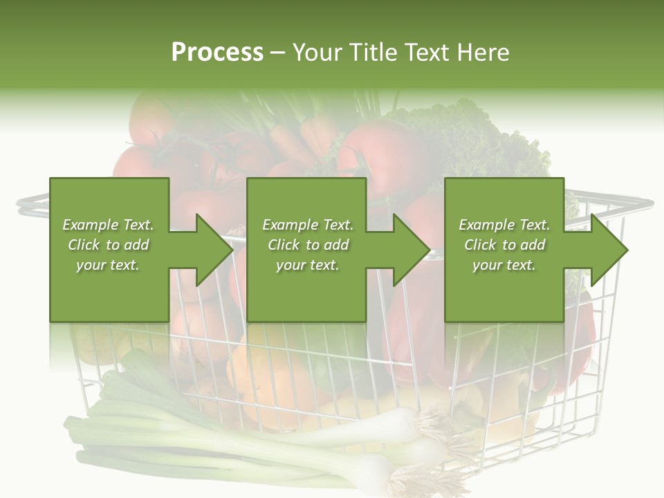 A Shopping Basket Full Of Fresh Colorful Vegetables Isolated On White Background. PowerPoint Template