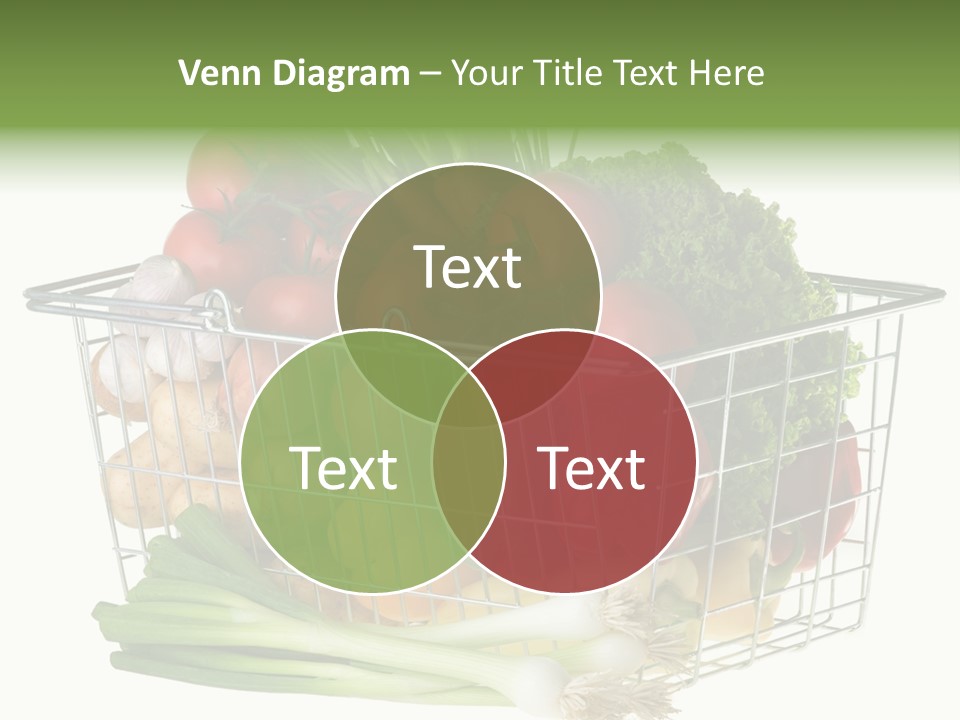 A Shopping Basket Full Of Fresh Colorful Vegetables Isolated On White Background. PowerPoint Template