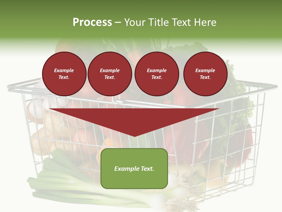 A Shopping Basket Full Of Fresh Colorful Vegetables Isolated On White Background. PowerPoint Template