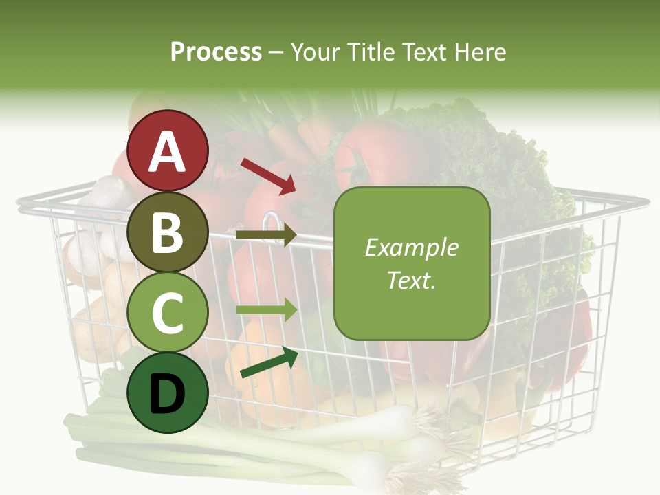 A Shopping Basket Full Of Fresh Colorful Vegetables Isolated On White Background. PowerPoint Template