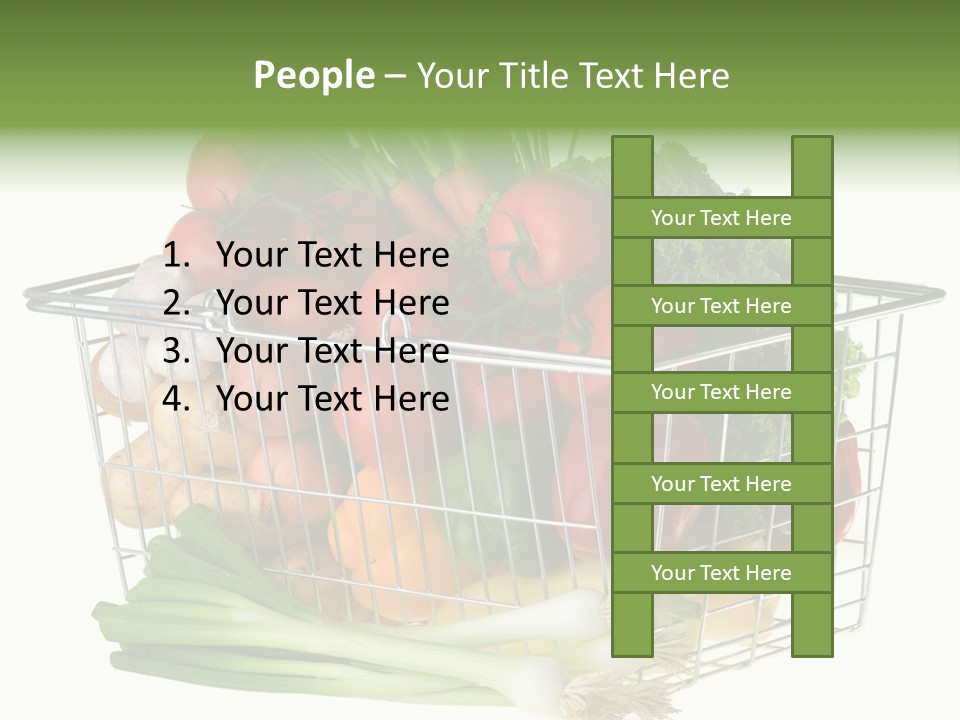 A Shopping Basket Full Of Fresh Colorful Vegetables Isolated On White Background. PowerPoint Template