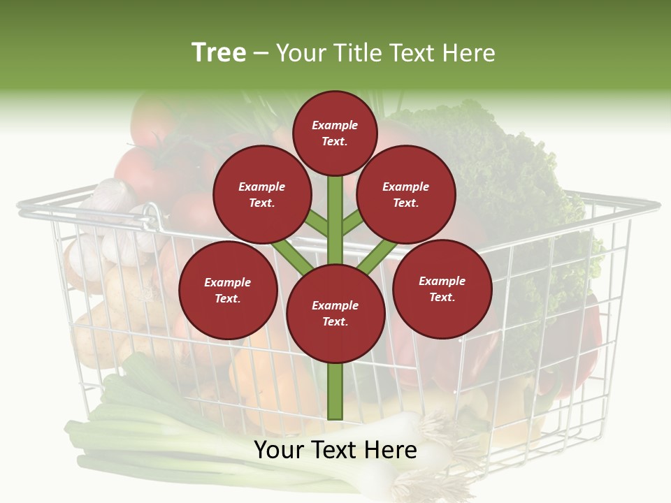 A Shopping Basket Full Of Fresh Colorful Vegetables Isolated On White Background. PowerPoint Template