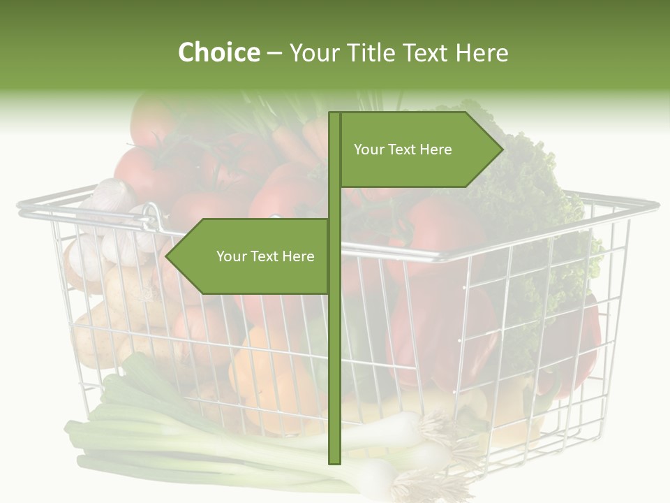 A Shopping Basket Full Of Fresh Colorful Vegetables Isolated On White Background. PowerPoint Template