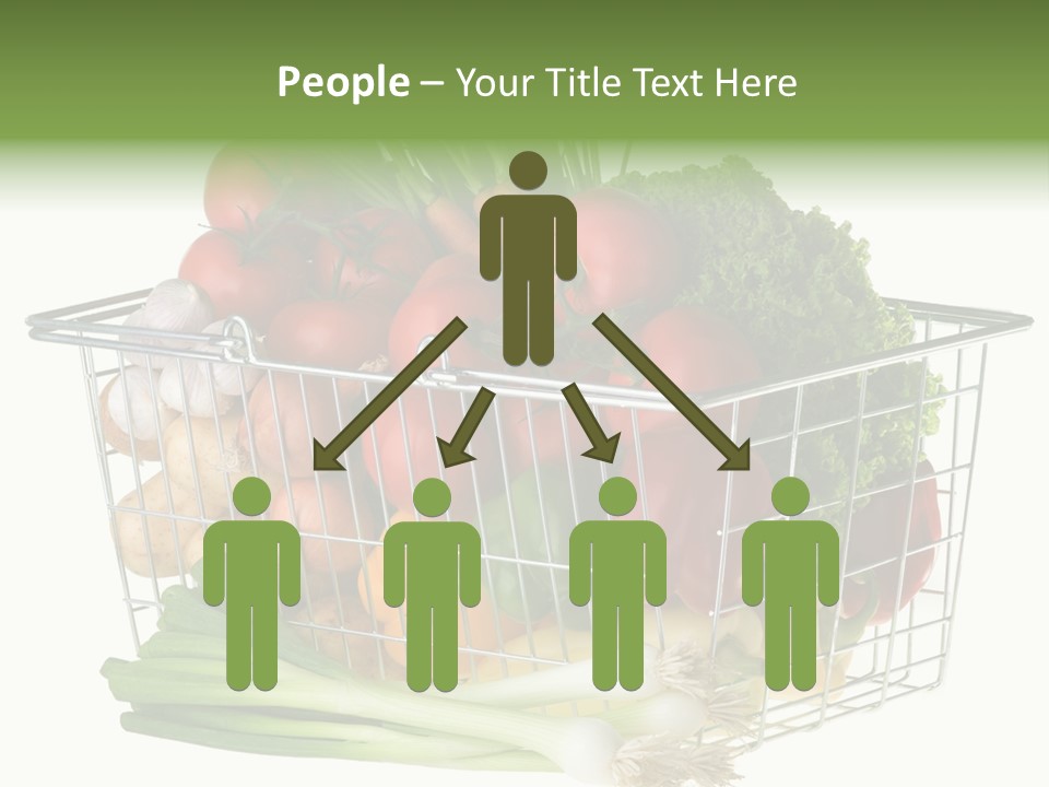 A Shopping Basket Full Of Fresh Colorful Vegetables Isolated On White Background. PowerPoint Template