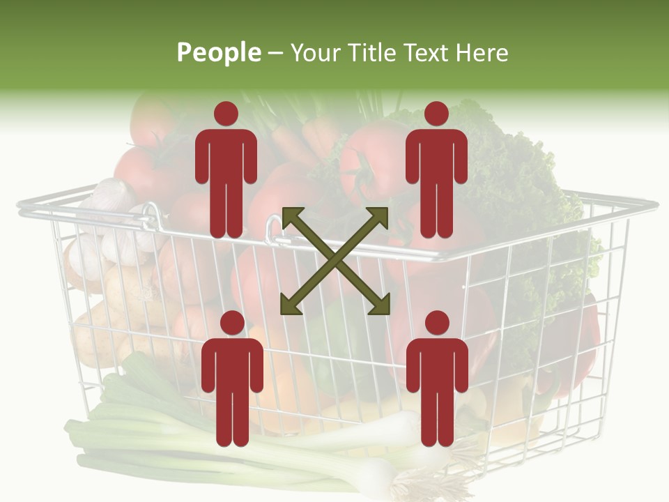 A Shopping Basket Full Of Fresh Colorful Vegetables Isolated On White Background. PowerPoint Template