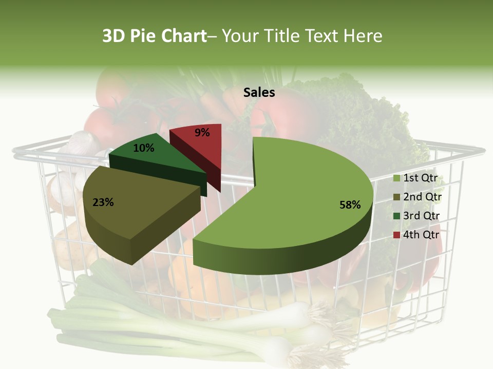 A Shopping Basket Full Of Fresh Colorful Vegetables Isolated On White Background. PowerPoint Template