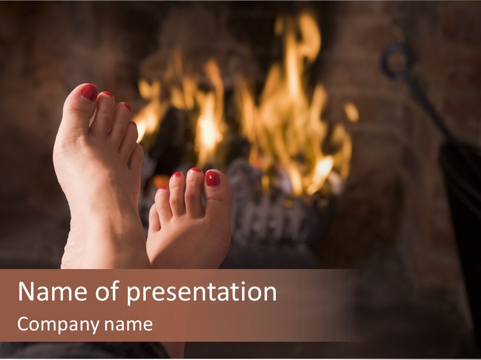 Feet Warming At A Fireplace PowerPoint Template