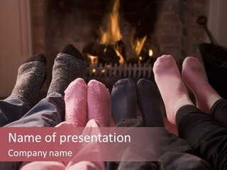 A Group Of People Laying In Front Of A Fire Place PowerPoint Template