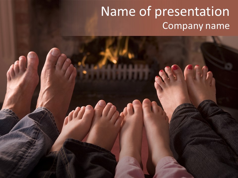 A Group Of People Sitting In Front Of A Fire Place PowerPoint Template