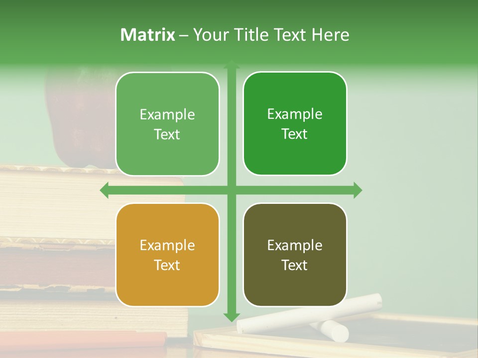 School Tools Frame An Area Of Green Chalkboard Ready For Your Text. PowerPoint Template