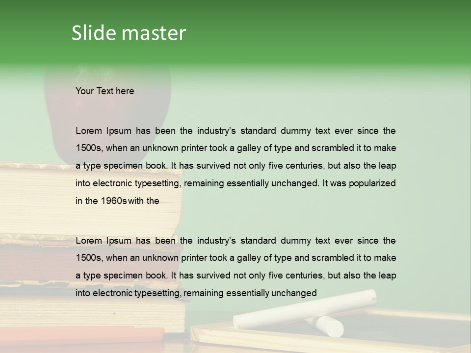 School Tools Frame An Area Of Green Chalkboard Ready For Your Text. PowerPoint Template