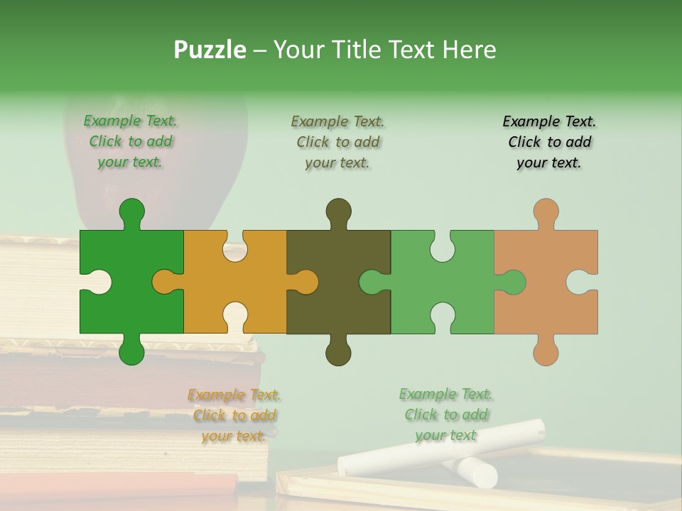 School Tools Frame An Area Of Green Chalkboard Ready For Your Text. PowerPoint Template