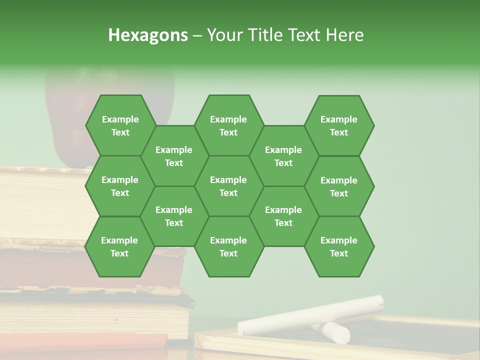 School Tools Frame An Area Of Green Chalkboard Ready For Your Text. PowerPoint Template
