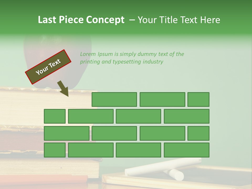 School Tools Frame An Area Of Green Chalkboard Ready For Your Text. PowerPoint Template