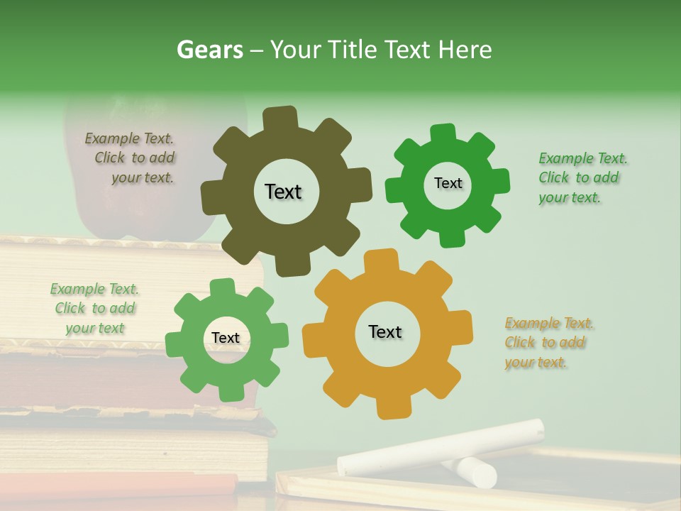 School Tools Frame An Area Of Green Chalkboard Ready For Your Text. PowerPoint Template