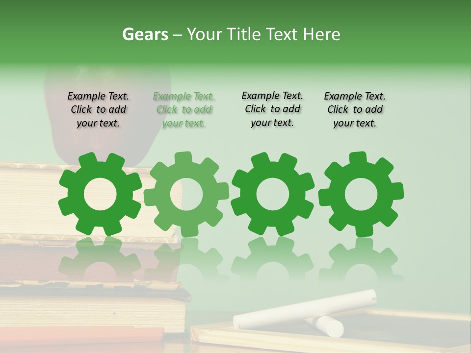 School Tools Frame An Area Of Green Chalkboard Ready For Your Text. PowerPoint Template