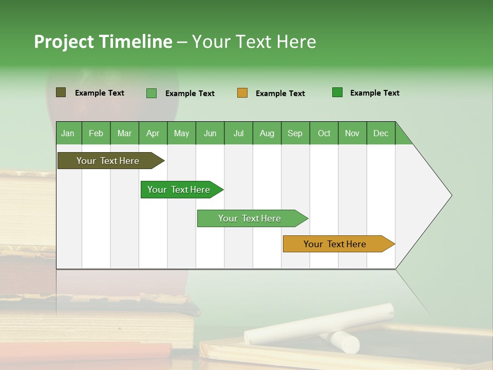 School Tools Frame An Area Of Green Chalkboard Ready For Your Text. PowerPoint Template