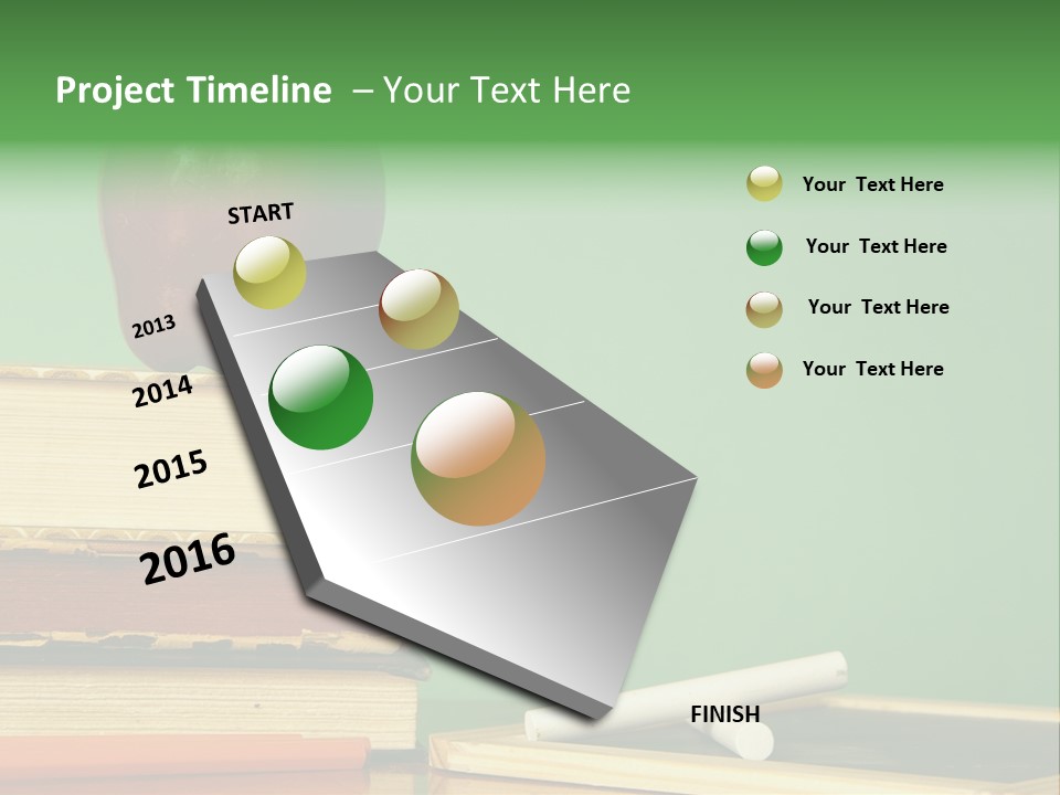 School Tools Frame An Area Of Green Chalkboard Ready For Your Text. PowerPoint Template