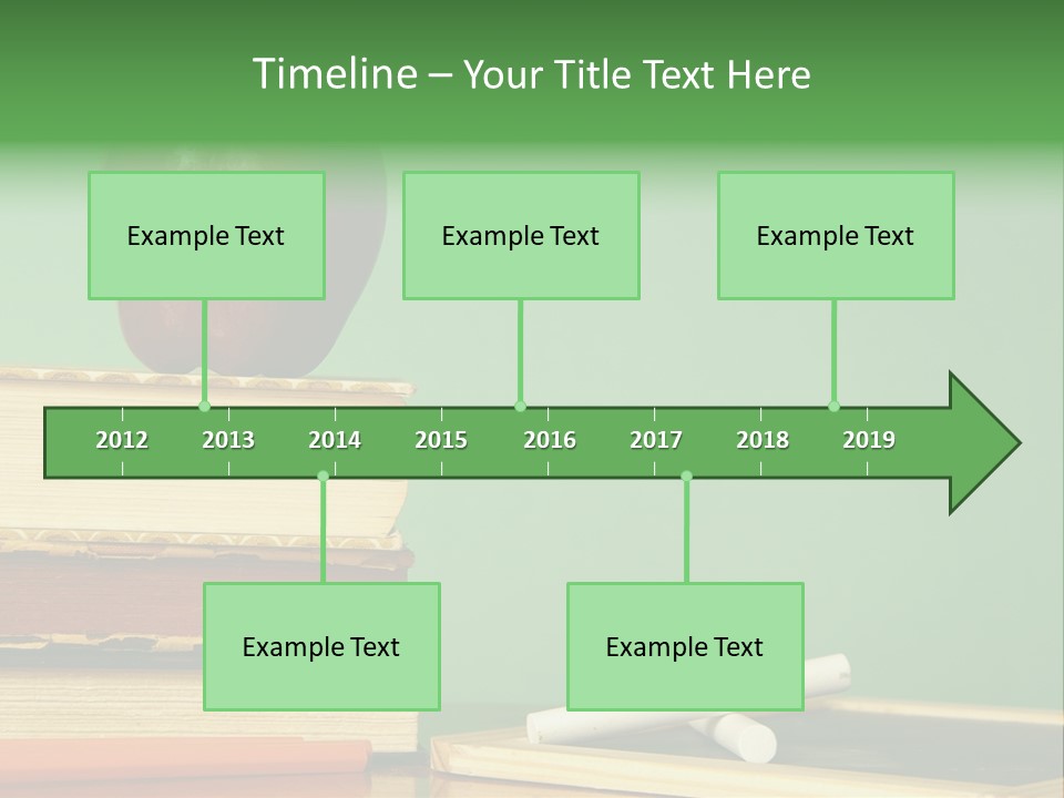 School Tools Frame An Area Of Green Chalkboard Ready For Your Text. PowerPoint Template