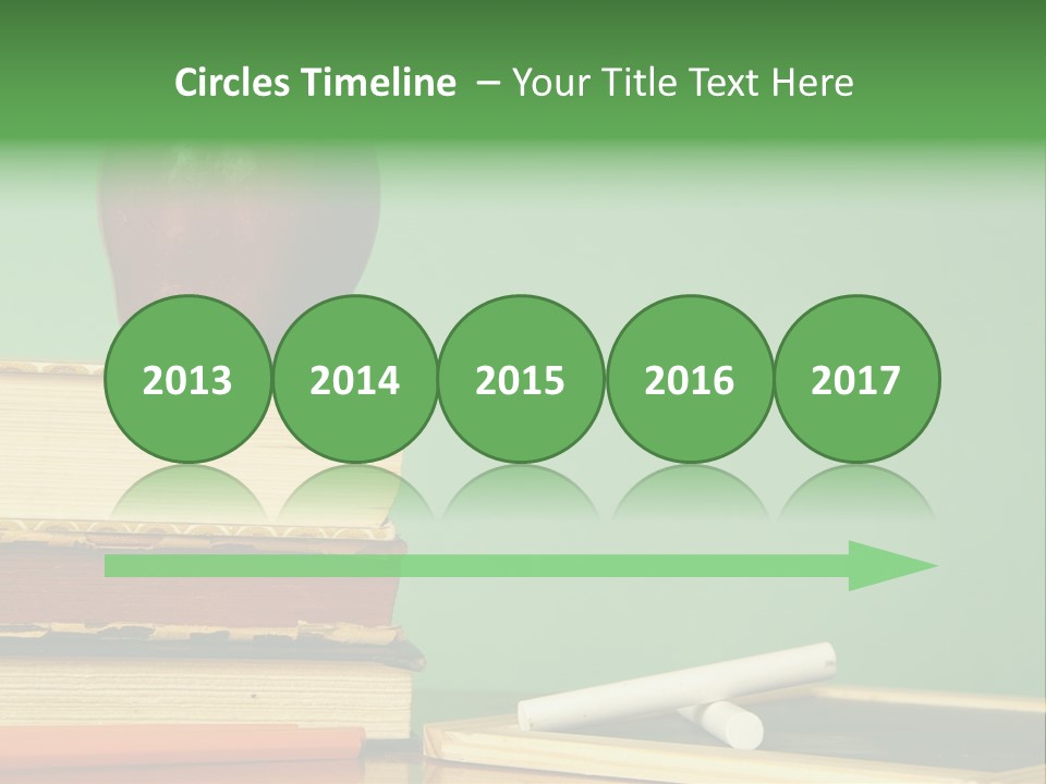 School Tools Frame An Area Of Green Chalkboard Ready For Your Text. PowerPoint Template