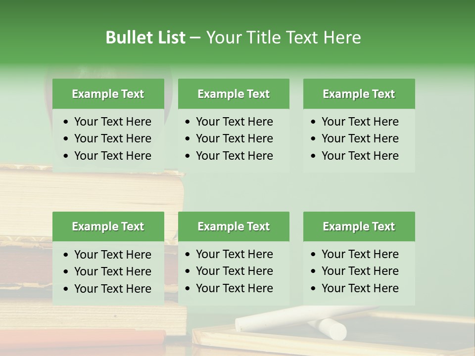 School Tools Frame An Area Of Green Chalkboard Ready For Your Text. PowerPoint Template