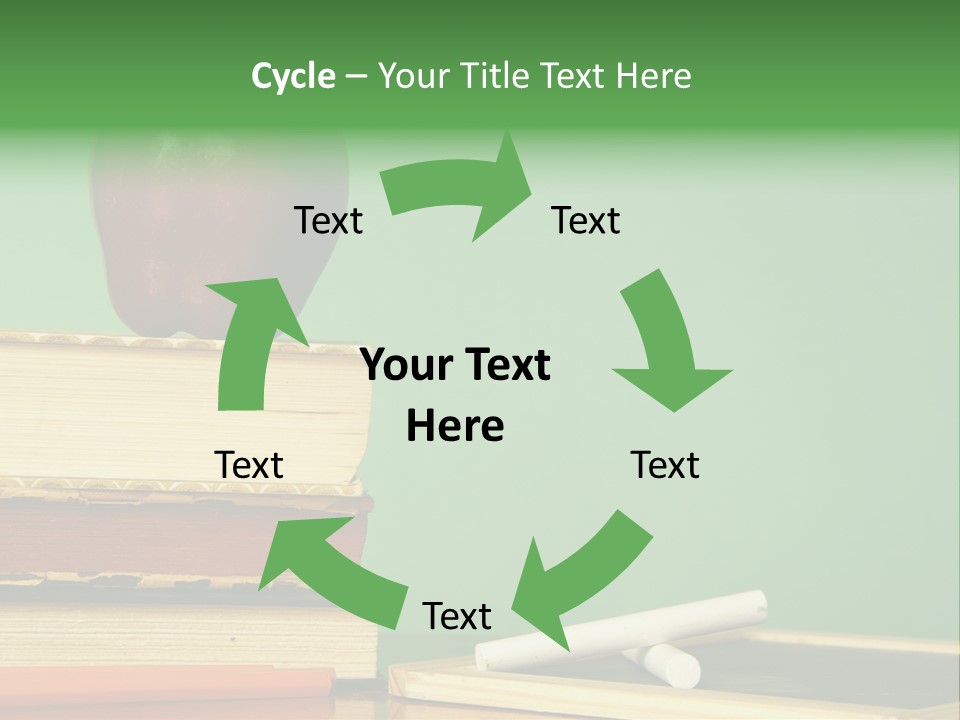 School Tools Frame An Area Of Green Chalkboard Ready For Your Text. PowerPoint Template