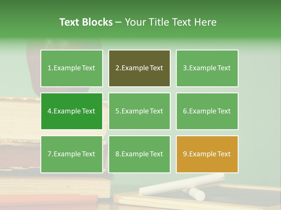 School Tools Frame An Area Of Green Chalkboard Ready For Your Text. PowerPoint Template