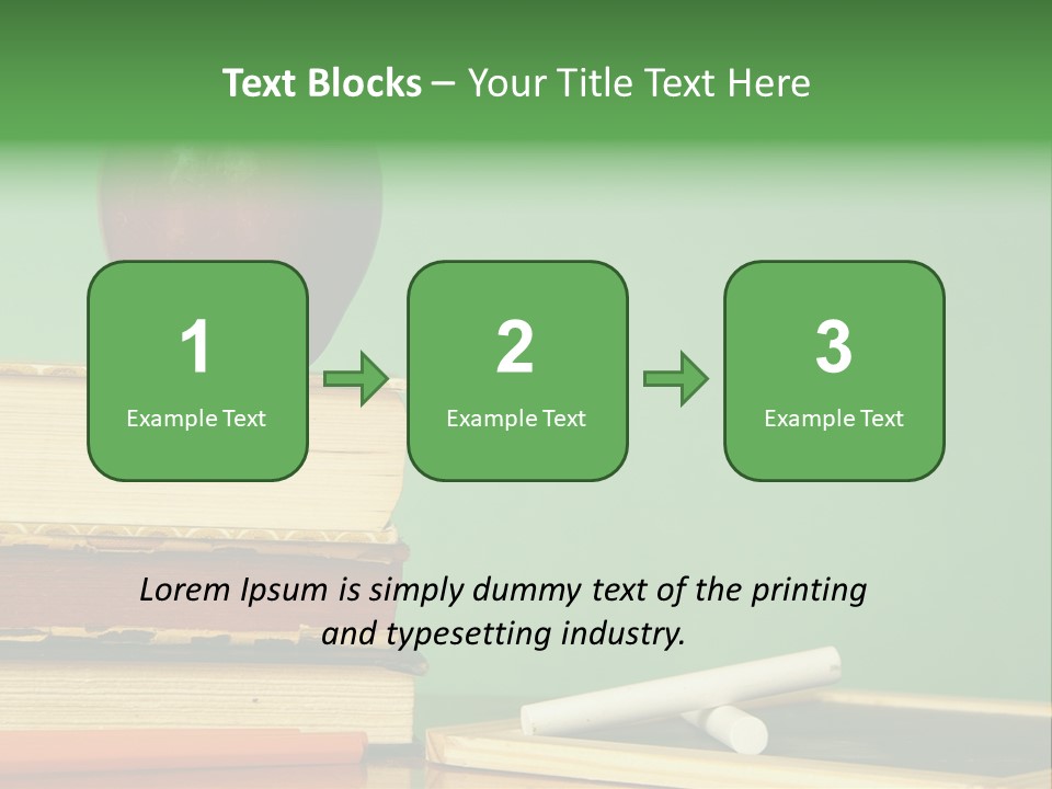 School Tools Frame An Area Of Green Chalkboard Ready For Your Text. PowerPoint Template